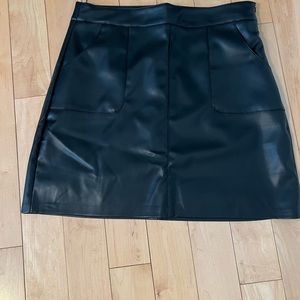 100%  polyester, faux, leather mini skirt